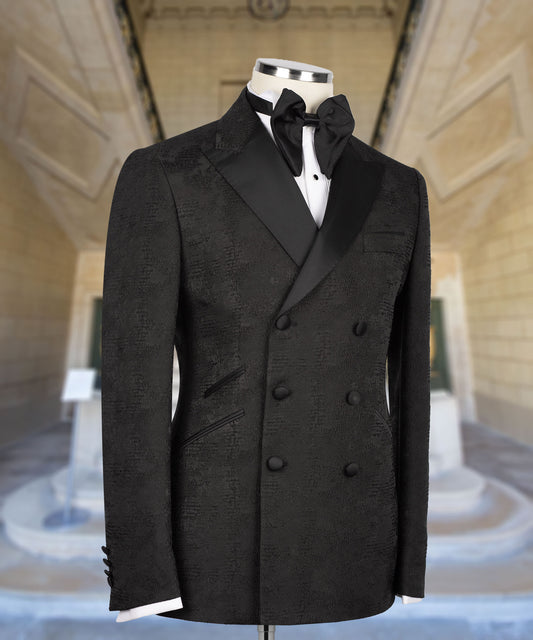 Black Pointed Collar Double Breasted Tuxedo