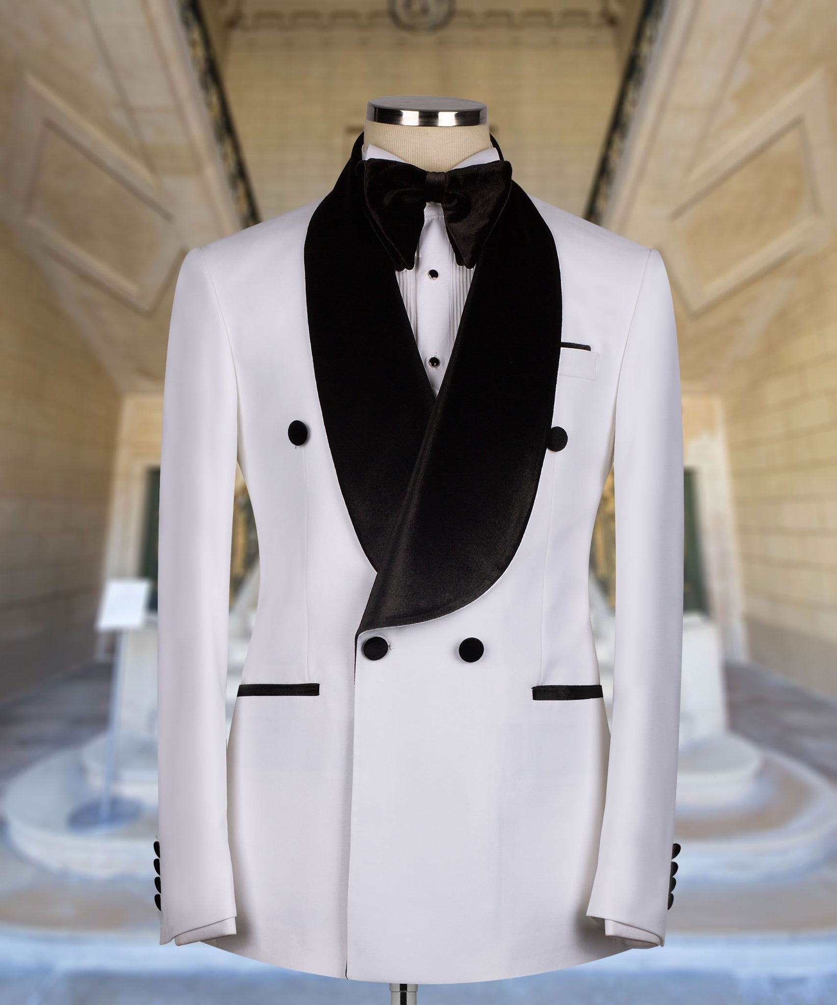 Black Collar - White Double Breasted Tuxedo