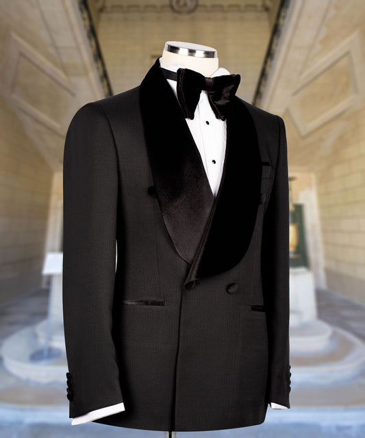 Black Collar Black Double Breasted Tuxedo