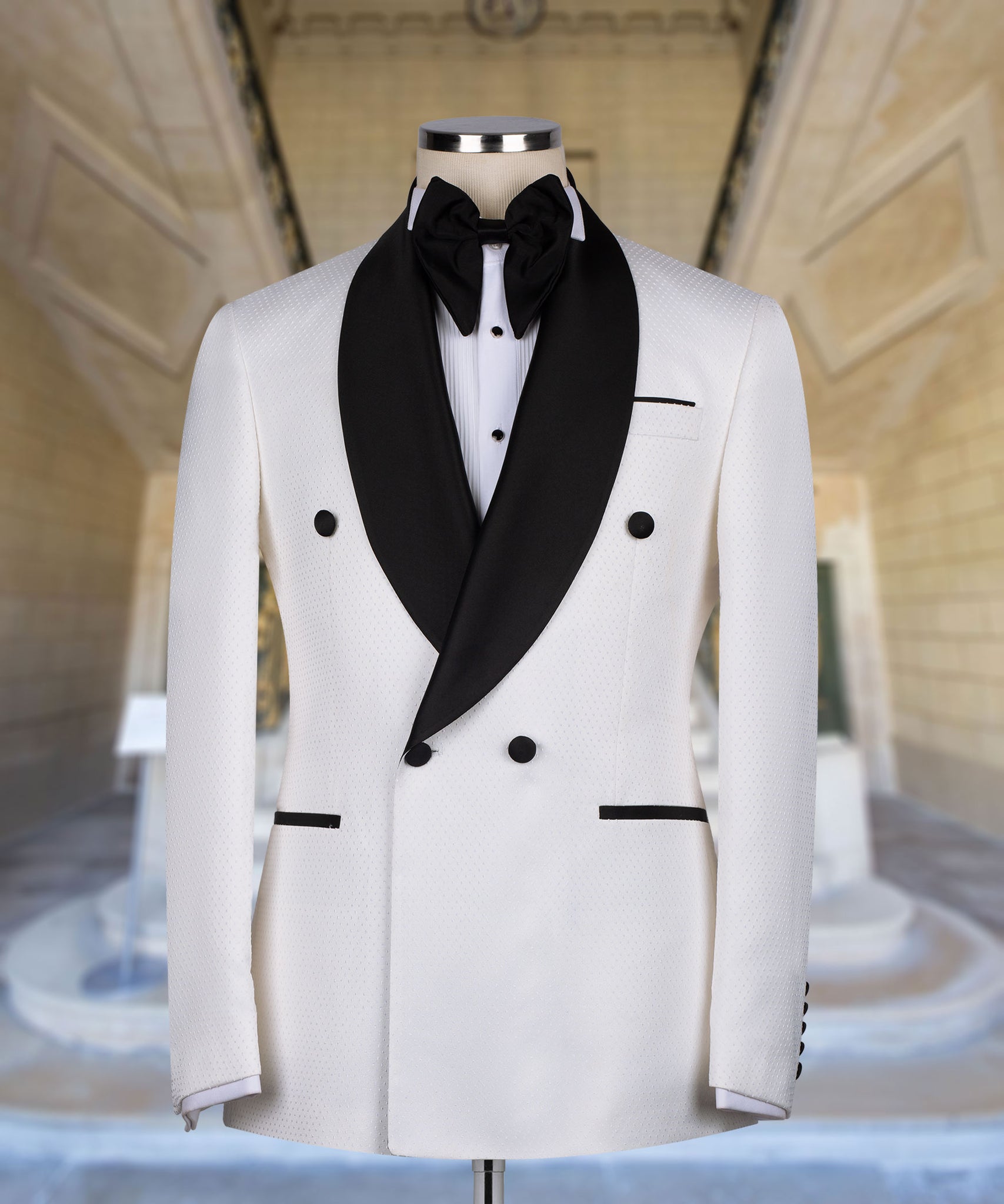 Black Collar - White Double Breasted Tuxedo